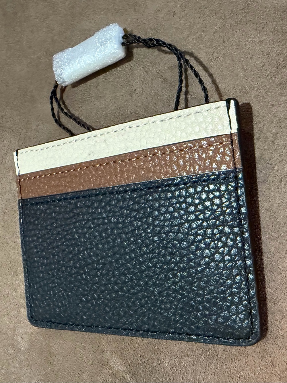 Marc Jacobs Black, Brown & Cream Tricolor Leather Card Holder
